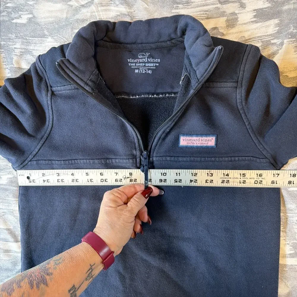 Vineyard Vines The Shep Shirt Navy Blue 1/4 Zip Pullover Youth Boys Size M 12-14